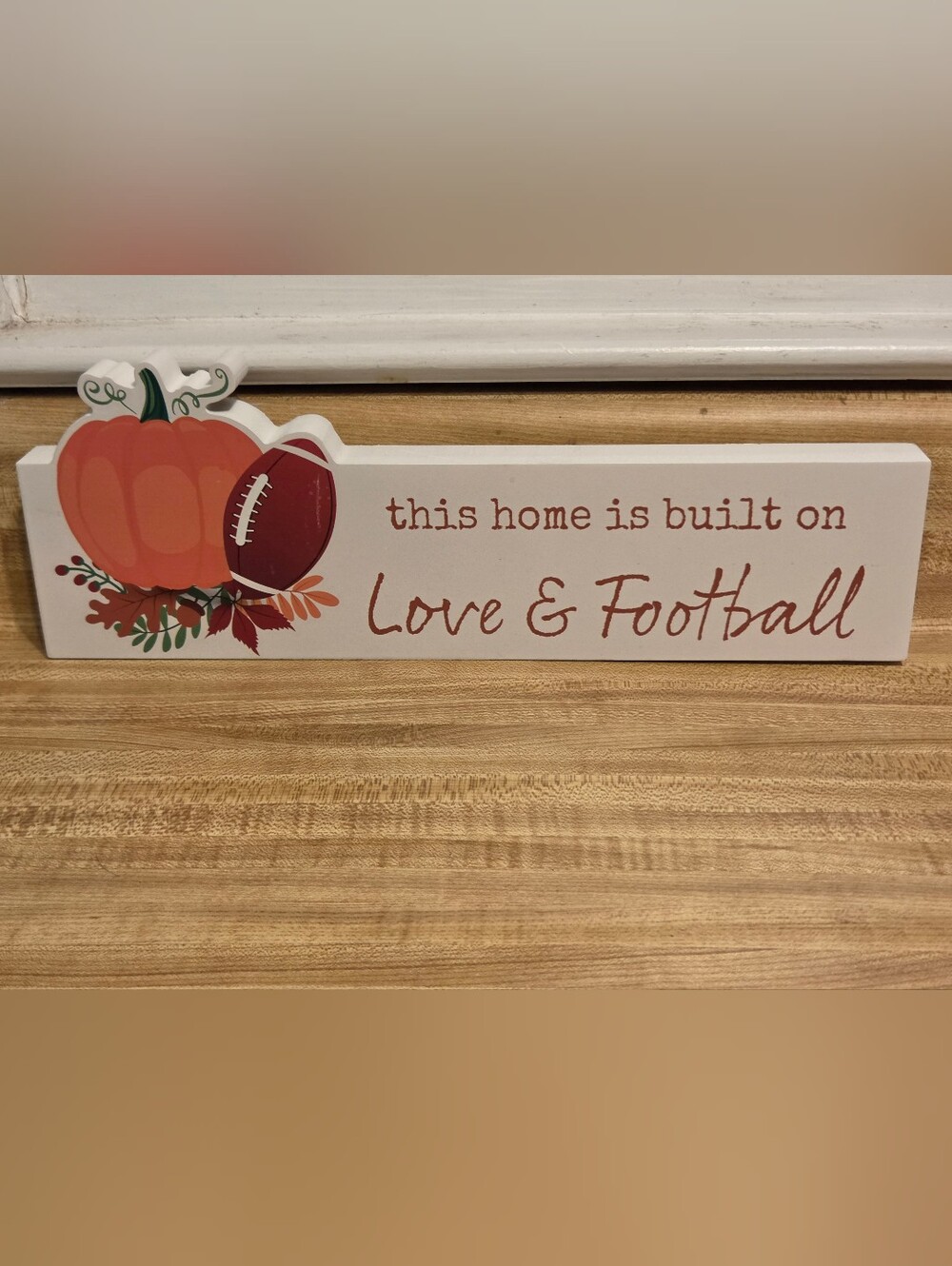 This Home Is Built On Love & Football Wood Decor - Picture 1 of 1